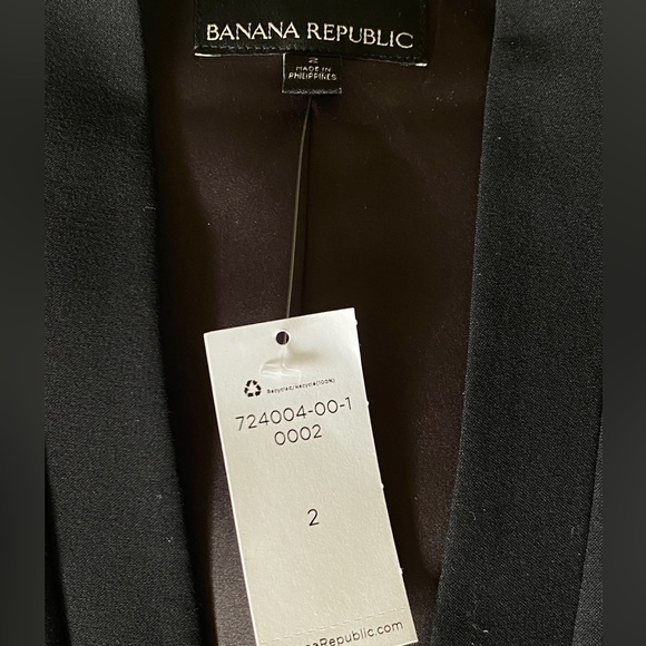 Banana Republic Blazer Jacket with Fringe Bottom NWT size 2. Jet Black - Picture 9 of 11